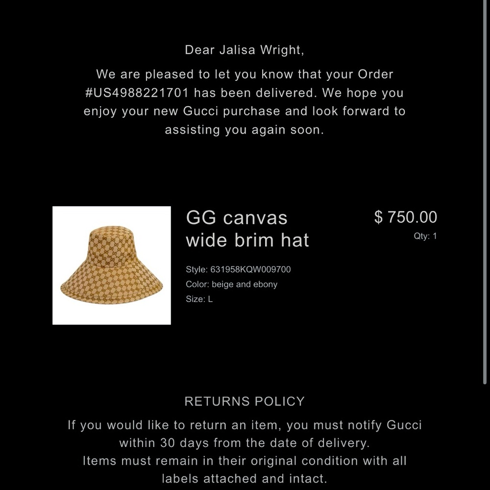 Gucci canvas wide brim hat